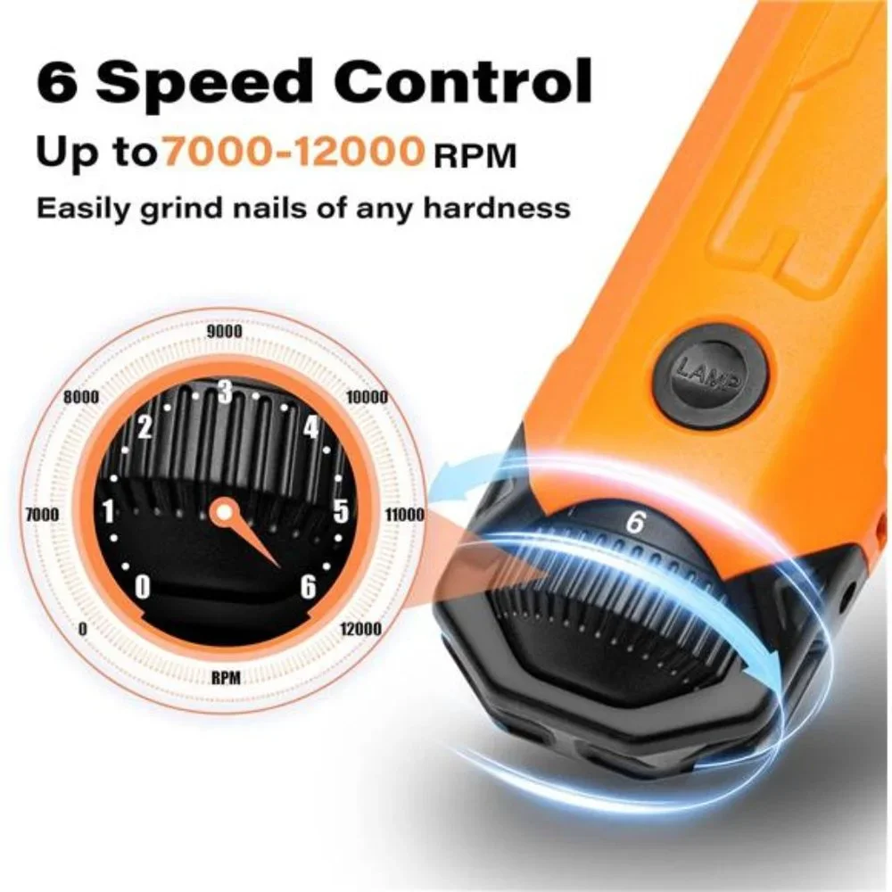 6-Speed DogNail Grinder-Newest Enhanced PetNail Grinder Super Quiet Rechargeable